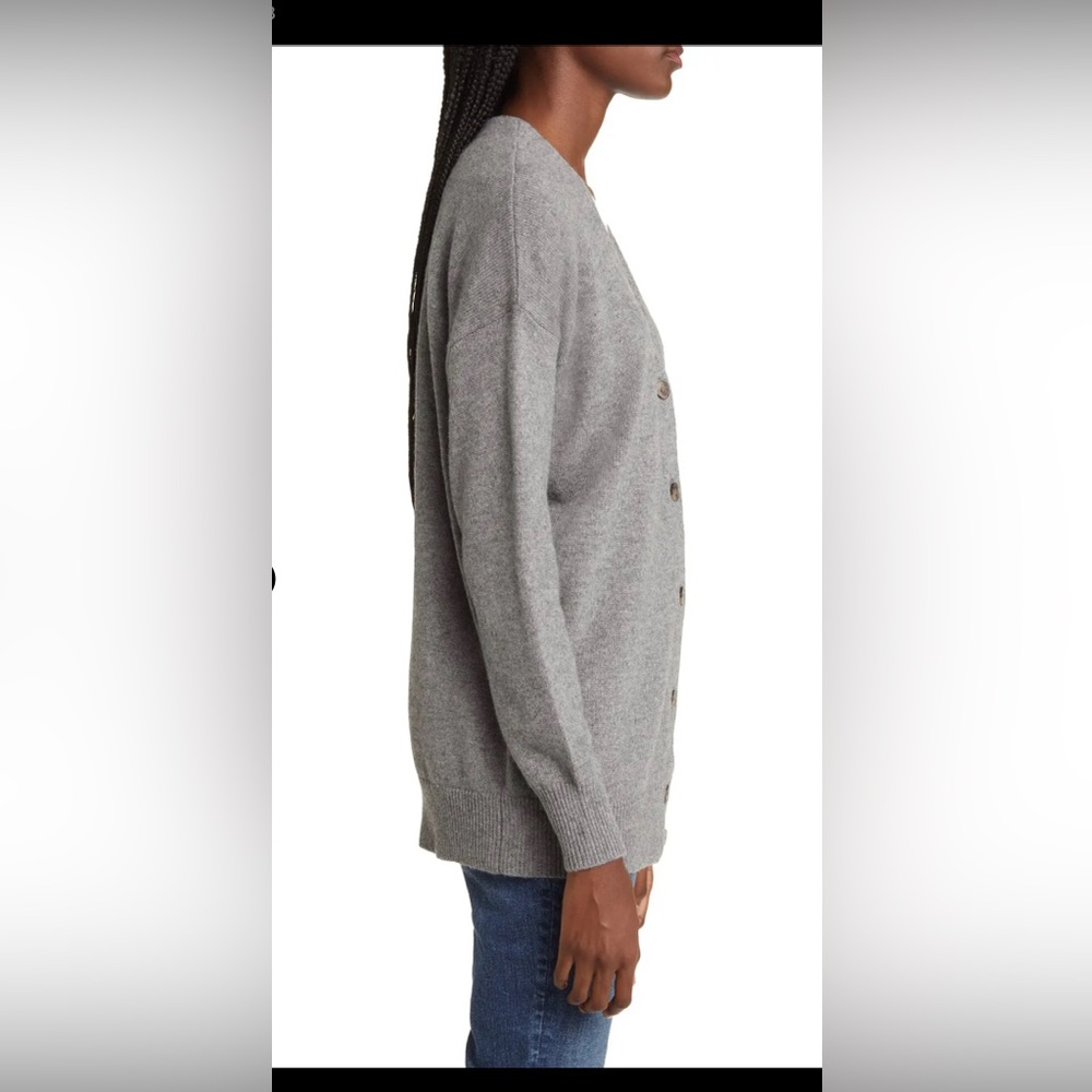 Madewell V-Neck Merino Wool blend  Relaxed Cardigan Heather Pewter, size M - Picture 9 of 11